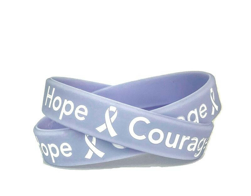 Periwinkle Hope Courage Faith Rubber Wristband - Youth 7" - Support Store