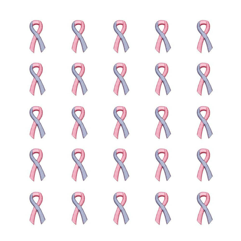 Pink Blue Ribbon Embroidered Stick-ons - 25-pack - Support Store