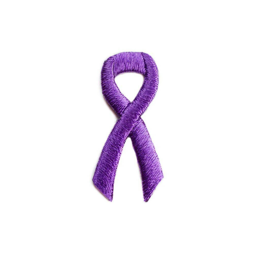 Purple Ribbon Embroidered Stick-ons - 25-pack - Support Store