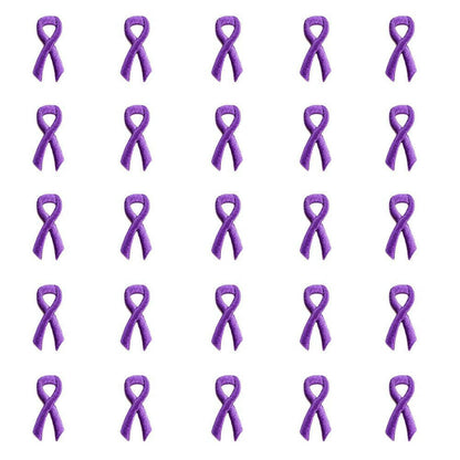 Purple Ribbon Embroidered Stick-ons - 25-pack - Support Store