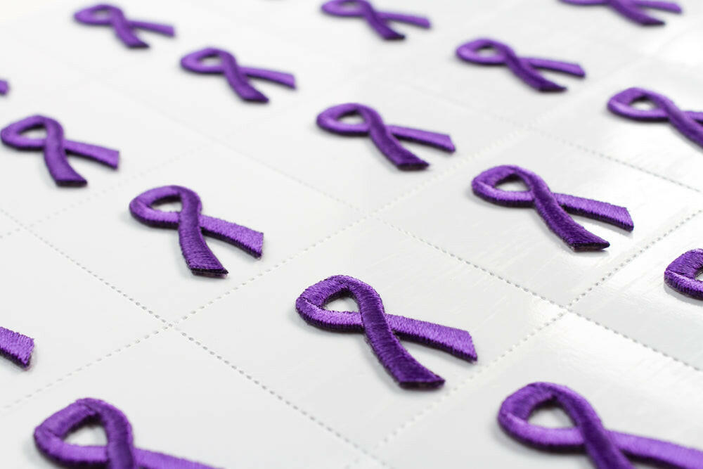 Purple Ribbon Embroidered Stick-ons - 25-pack - Support Store