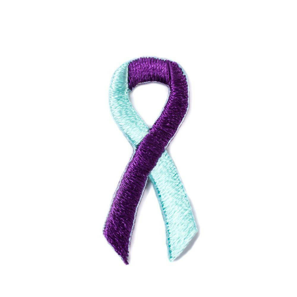 Purple Turquoise Ribbon Embroidered Stick-ons - 25-pack - Support Store