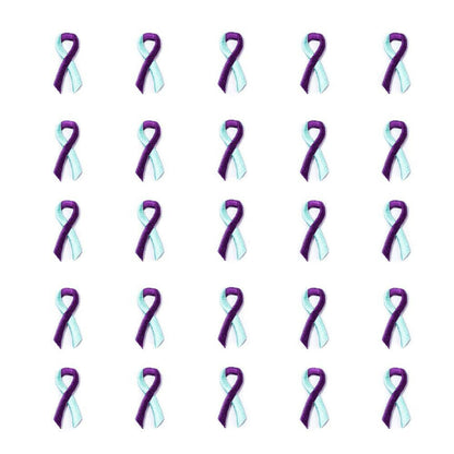 Purple Turquoise Ribbon Embroidered Stick-ons - 25-pack - Support Store