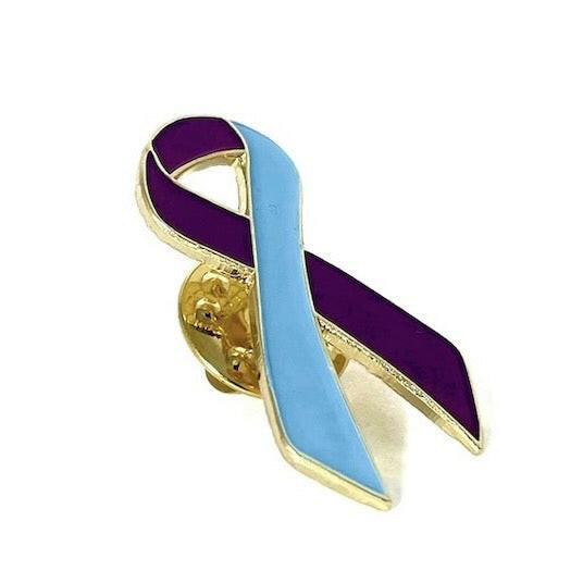 Suicide Prevention Purple & Turquoise Ribbon Lapel Pin - Support Store