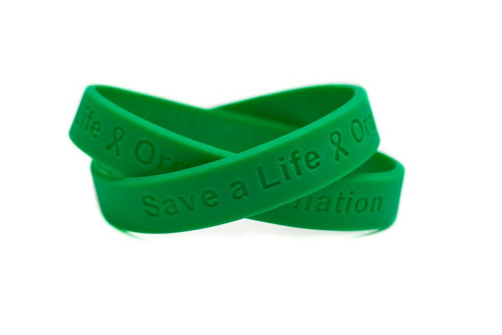 Save a Life - Organ Donation green wristband - Youth 7" - Support Store