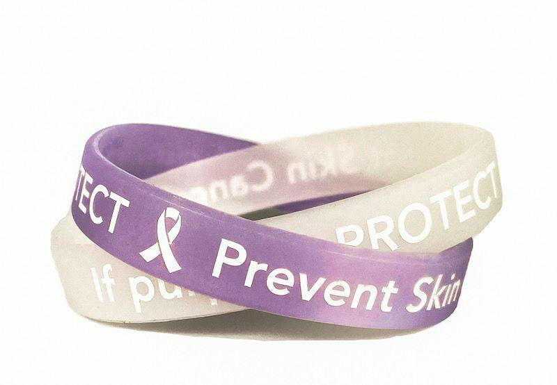 Skin Cancer Prevention UV Color Changing Wristband White Letters - Adult 8" - Support Store