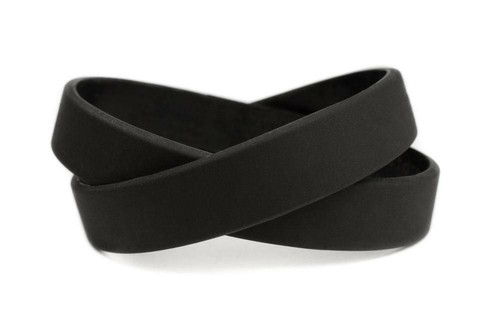 Solid color black - blank rubber wristband - Adult 8" - Support Store