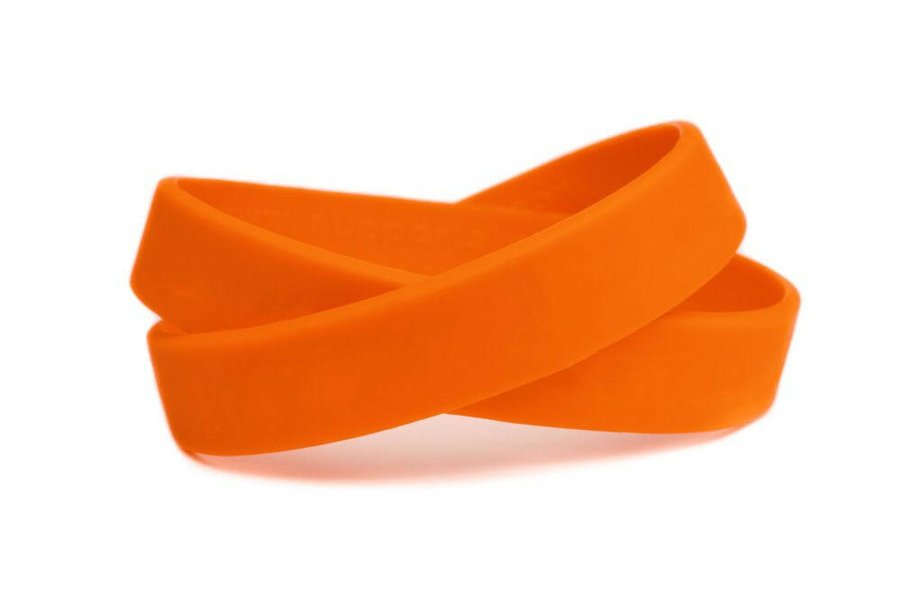 Solid color orange - blank rubber wristband - Adult 8" - Support Store