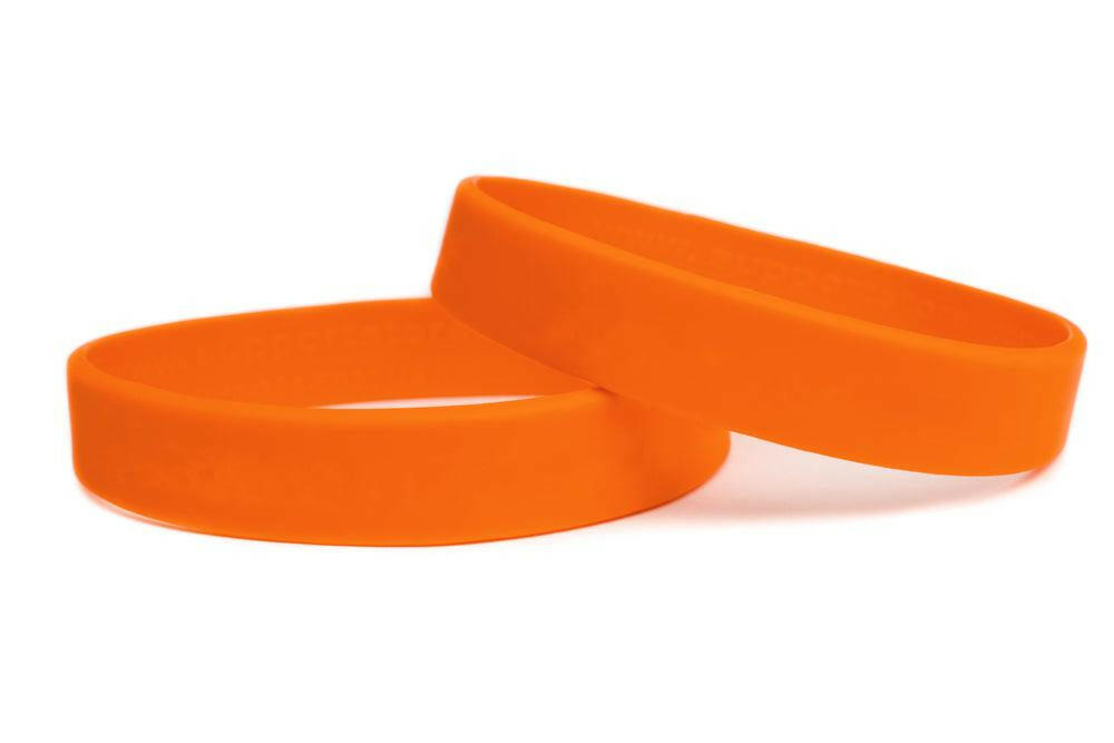 Solid color orange - blank rubber wristband - Adult 8" - Support Store