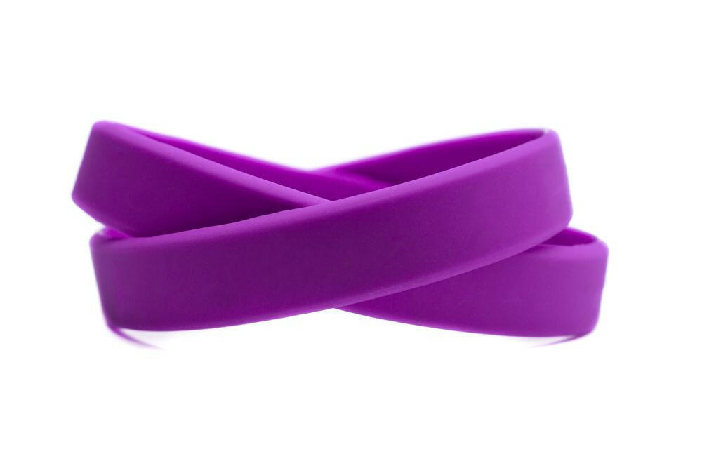 Solid color purple - blank rubber wristband - Adult 8" - Support Store