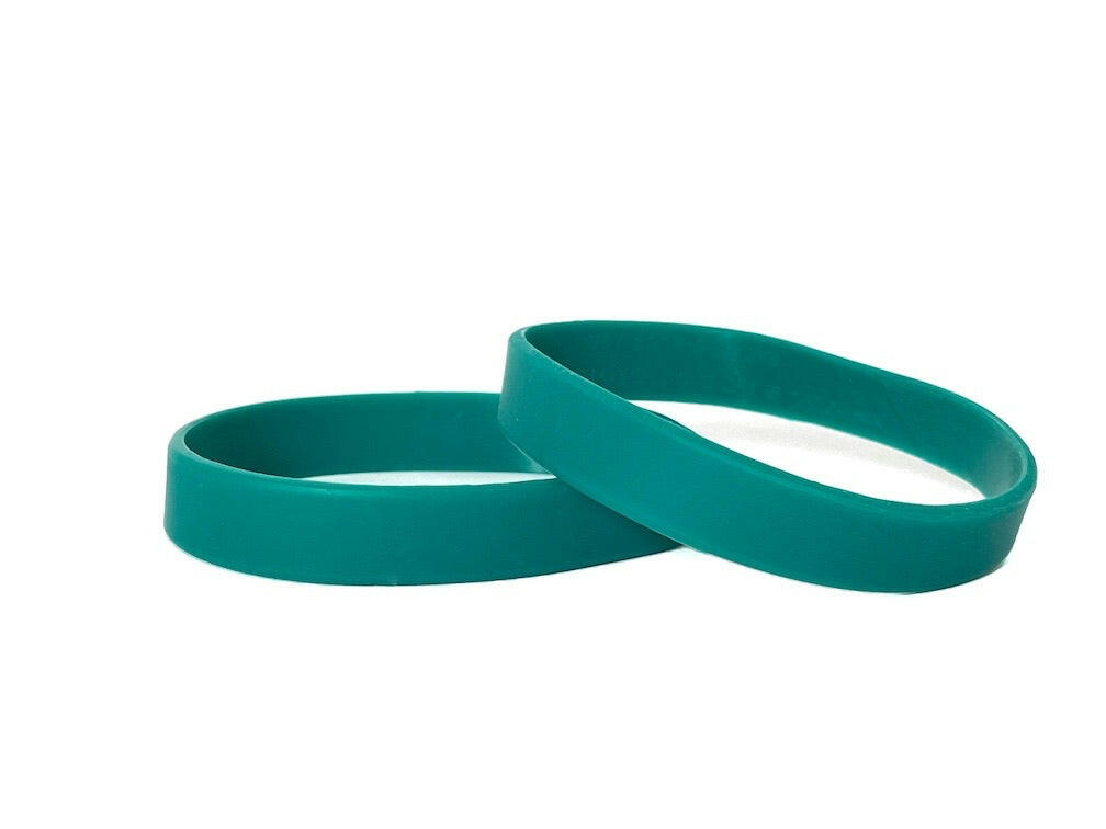 Solid color teal - blank rubber wristband - Adult 8" - Support Store