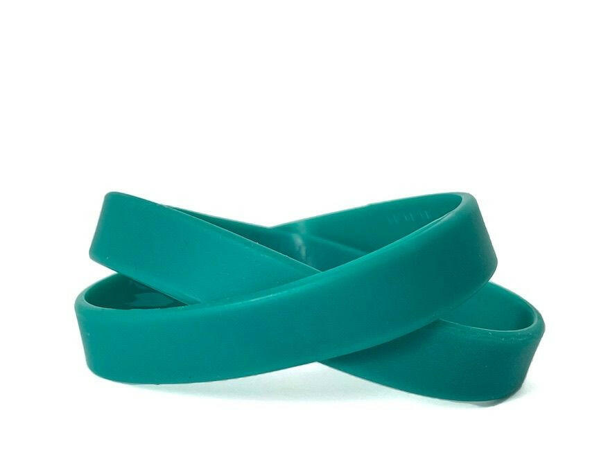 Solid color teal - blank rubber wristband - Adult 8" - Support Store