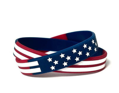 Stars and Stripes American Flag Rubber Bracelet Wristband - Adult 8" - Support Store