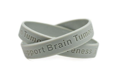 Support Brain Tumor Awareness grey wristband - Adult 8" - Support Store
