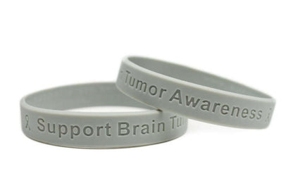 Support Brain Tumor Awareness grey wristband - Adult 8" - Support Store