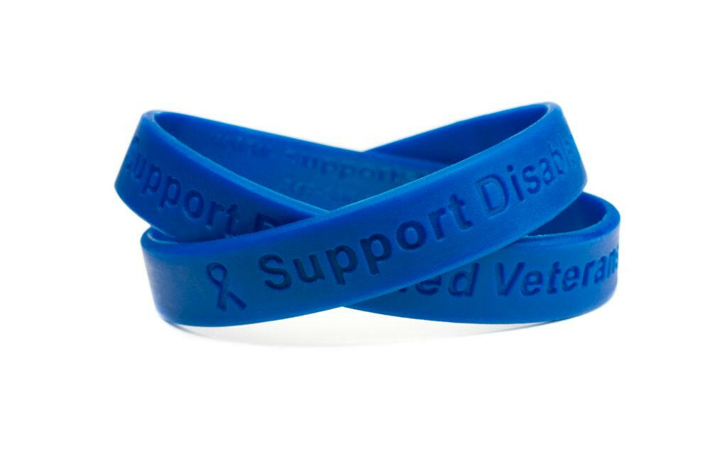Support Disabled Veterans Blue Rubber Bracelet Wristband - Adult 8" - Support Store