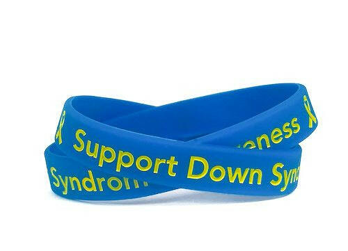 Support Down Syndrome blue and yellow wristband - Adult 8" - Support Store