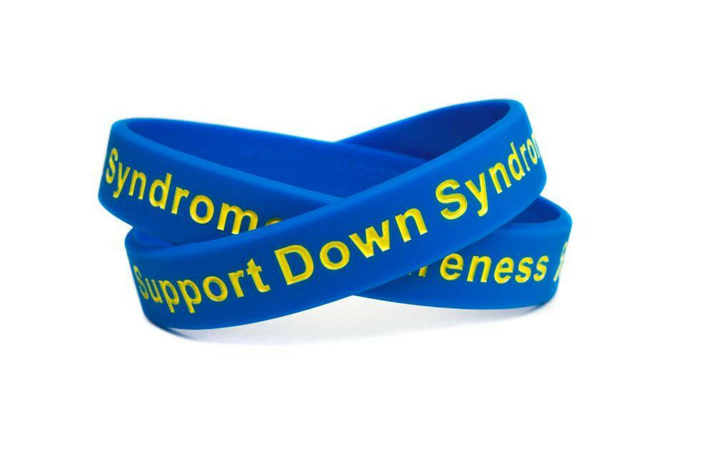 Support Down Syndrome blue and yellow wristband - Youth 7" - Support Store