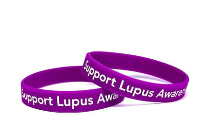 Support Lupus Awareness purple wristband white letters - Adult 8" - Support Store