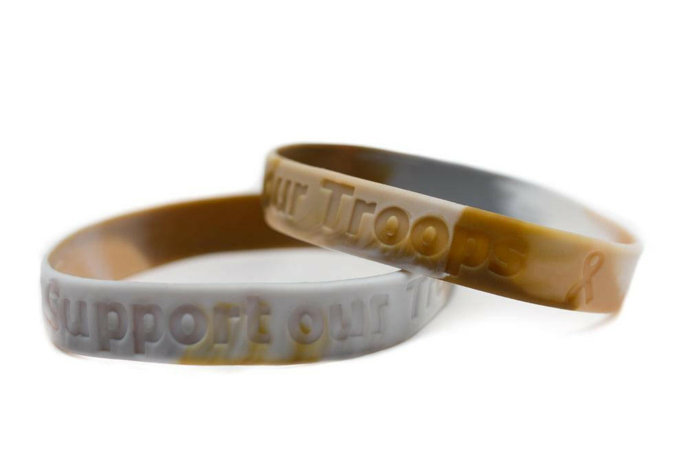 Support our Troops Military Match Rubber Bracelet Wristband - Camouflage - Adult 8" - Support Store