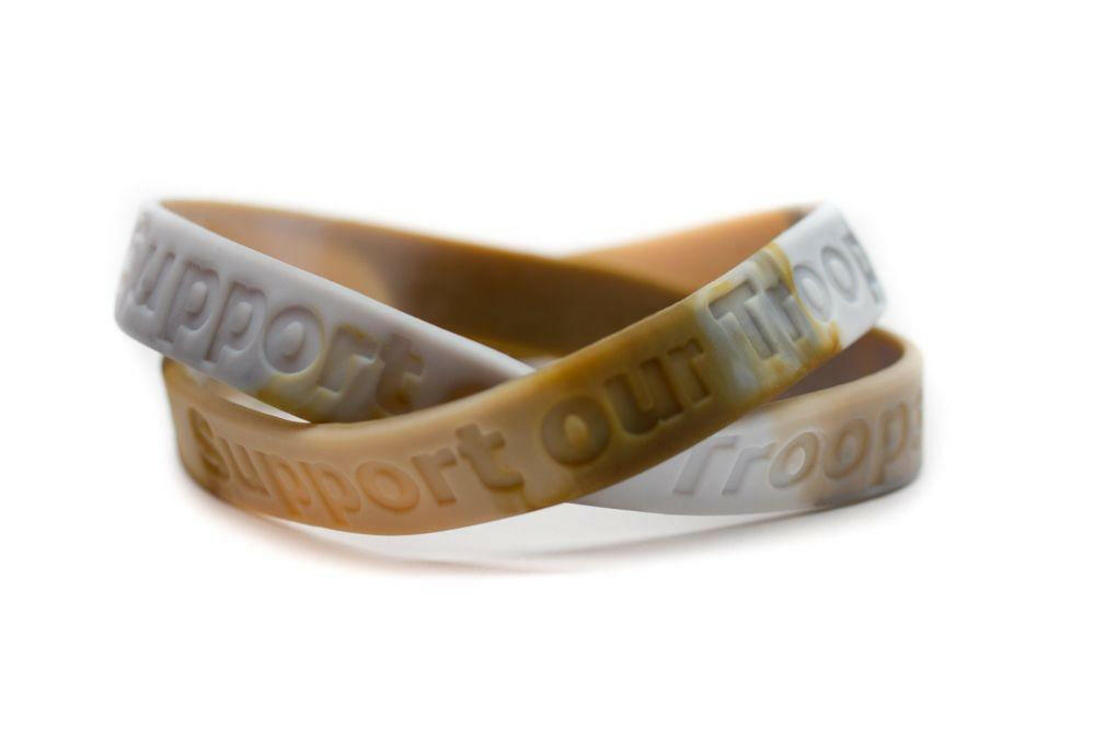 Support our Troops Military Match Rubber Bracelet Wristband - Camouflage - Youth 7" - Support Store