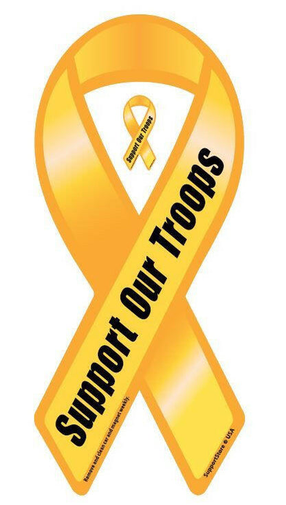 Support Our Troops Ribbon Car Magnet - Bold Font - Support Store