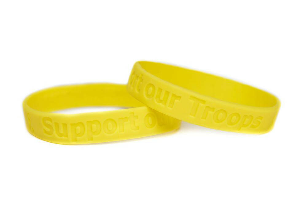 Support our Troops Rubber Bracelet Wristband - Yellow - Adult 8" - Support Store