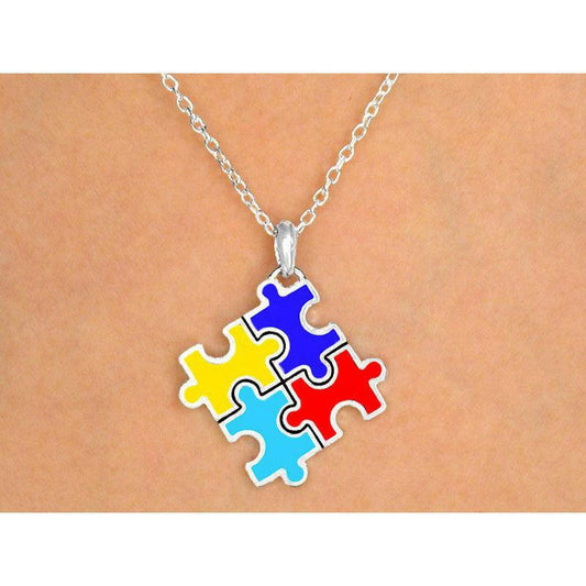 Autism Awareness Puzzle Piece Pendant Necklace - Support Store