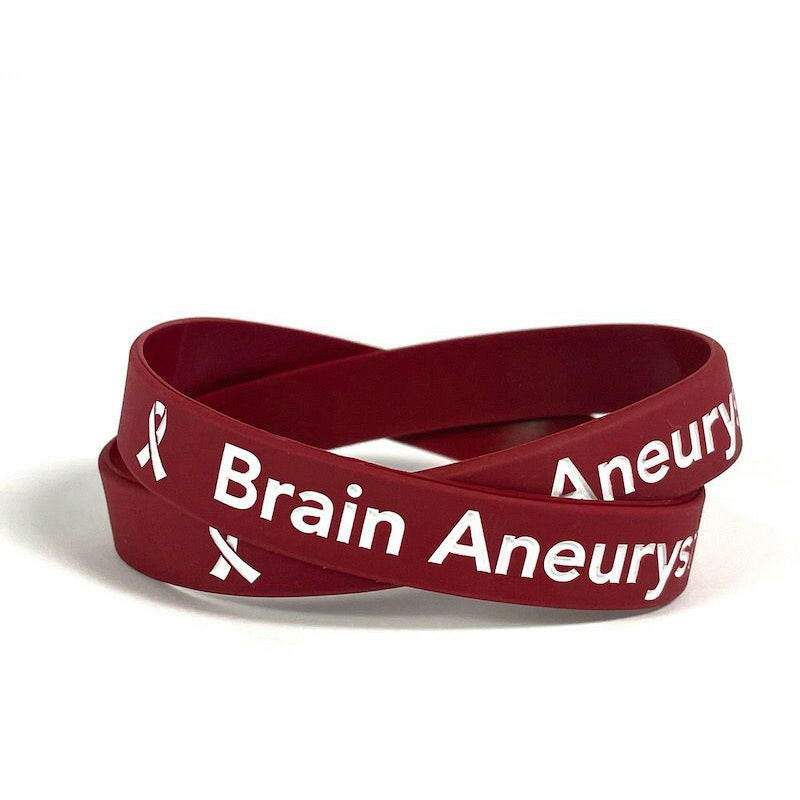 Brain Aneurysm Awareness burgundy wristband - Adult 8" - Support Store
