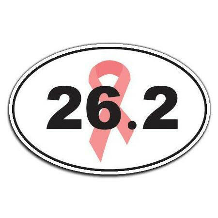Breast Cancer Awareness 26.2 Marathon Pink Ribbon Oval Car Magnet - Support Store