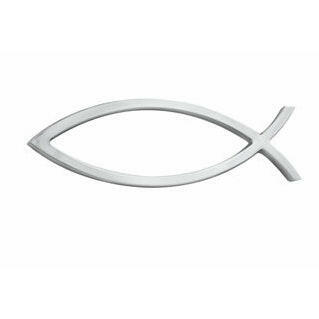 Christian Fish Small Silver Emblem - Adhesive - Support Store