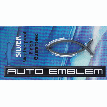 Christian Fish Small Silver Emblem - Adhesive - Support Store