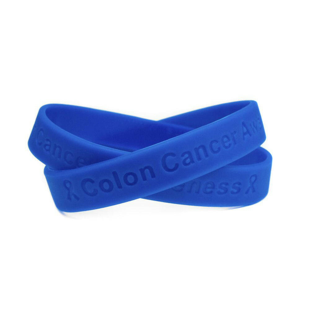 Colon Cancer Awareness Blue Rubber Wristband Youth 7 Buy Now Support Store