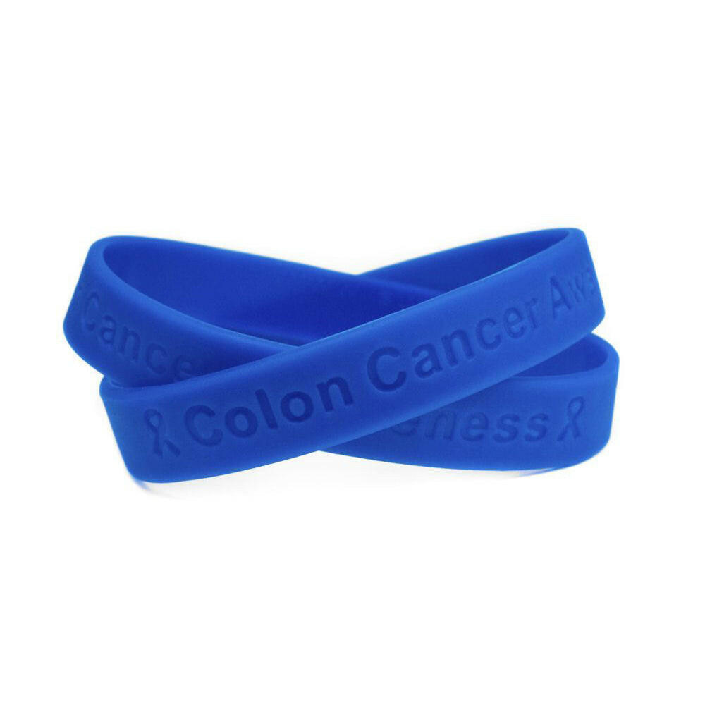 Colon Cancer Awareness Blue Rubber Bracelet Wristband - Youth 7" - Support Store