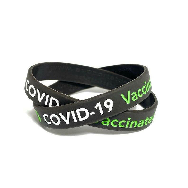 ✔ Covid-19 Vaccinated Rubber Wristband - Adult 8" - Support Store