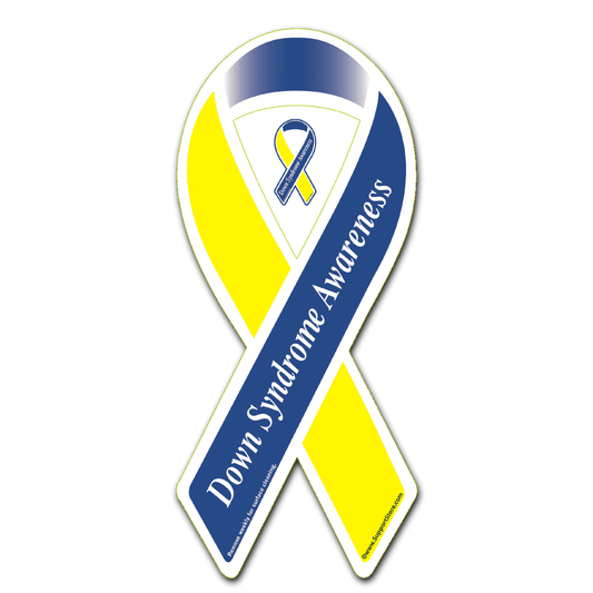 Down Syndrome Awareness Blue & Yellow Ribbon Magnet - Support Store