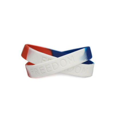 FREEDOM Rubber Bracelet Wristband – Red, White & Blue – Youth 7" - Support Store