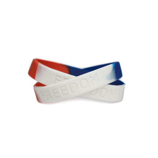 FREEDOM Rubber Bracelet Wristband – Red, White & Blue – Youth 7" - Support Store