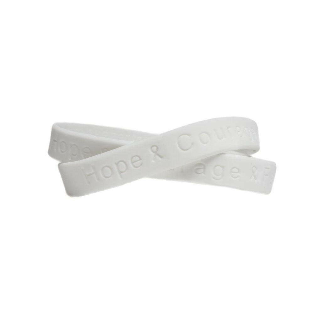 Hope Courage Faith White Rubber Bracelet Wristband - Adult 8" - Support Store