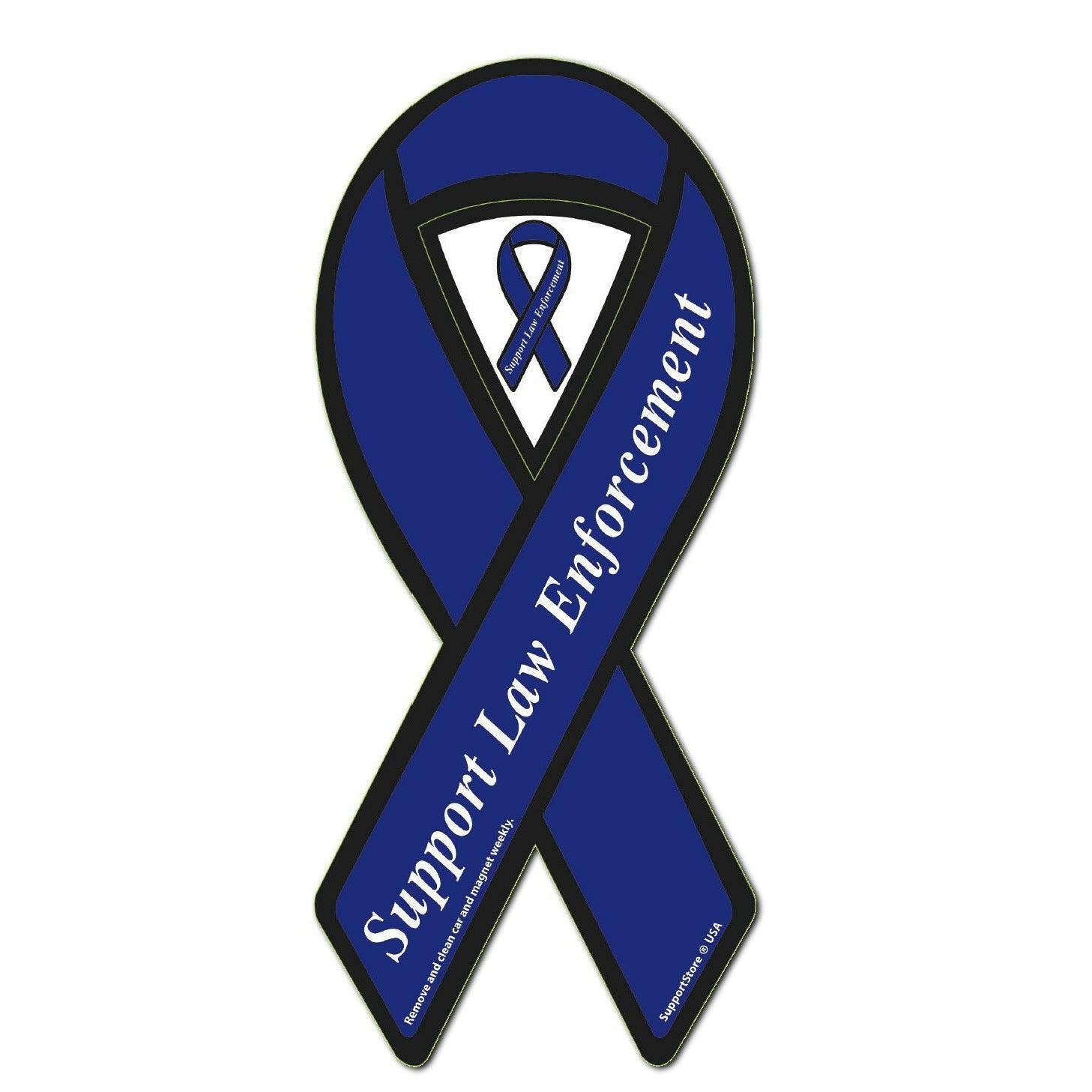 Super Quality Support Law Enforcement Police Blue Ribbon Magnet ...