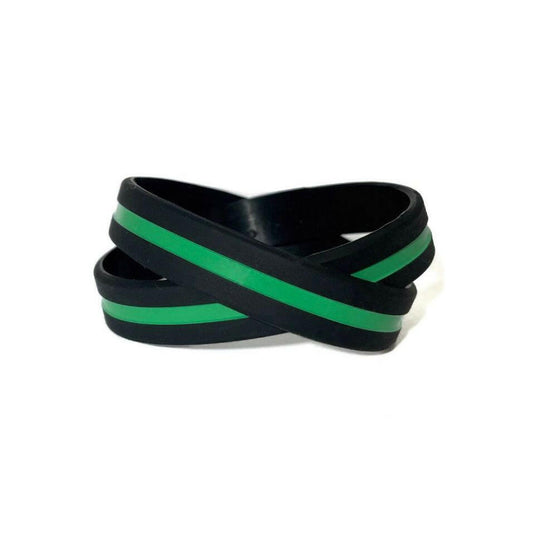 Thin Green Line - Adult 8" Support Military Park Ranger Black Wristband - Support Store