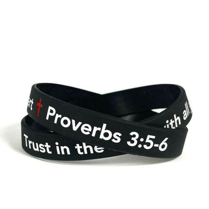 Trust in the lord with all your heart Proverbs 3:5-6 wristband White Letters - Support Store