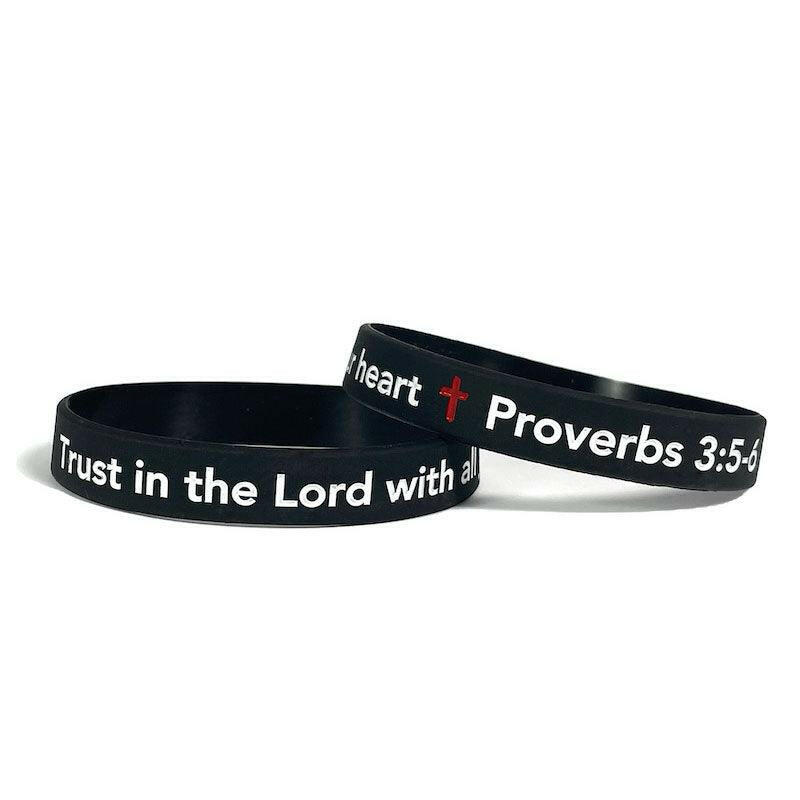 Trust in the lord with all your heart Proverbs 3:5-6 wristband White Letters - Support Store