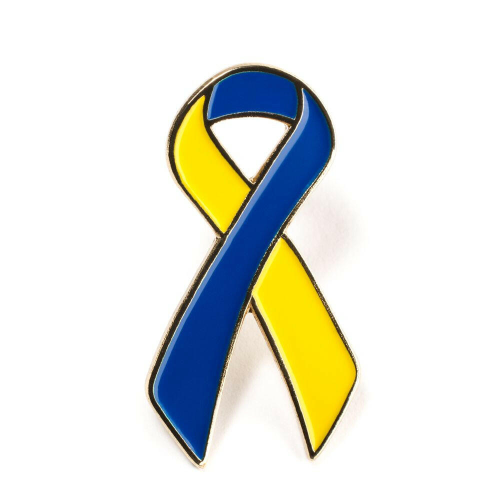 Blue & Yellow Ribbon Lapel Pin - Support Store