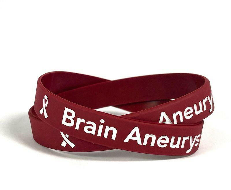 Brain Aneurysm Awareness burgundy wristband - Adult 8" - Support Store