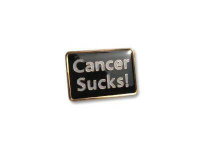 Cancer Sucks! Lapel Pin - Black and White - Support Store
