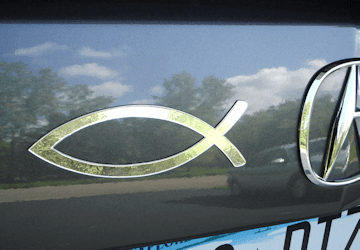 Ichthys Christian Fish Car Magnet - Jesus Christ, Son Of God, Savior - 6" X 2.5" White Vinyl