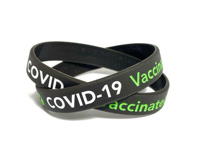 ✔ Covid-19 Vaccinated Rubber Wristband - Adult 8" - Support Store