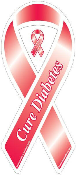 Cure Diabetes Red Ribbon Magnet - Support Store