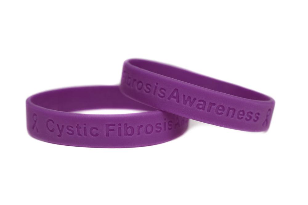 Cystic Fibrosis Awareness Purple Rubber Wristband - Youth 7" - Support Store